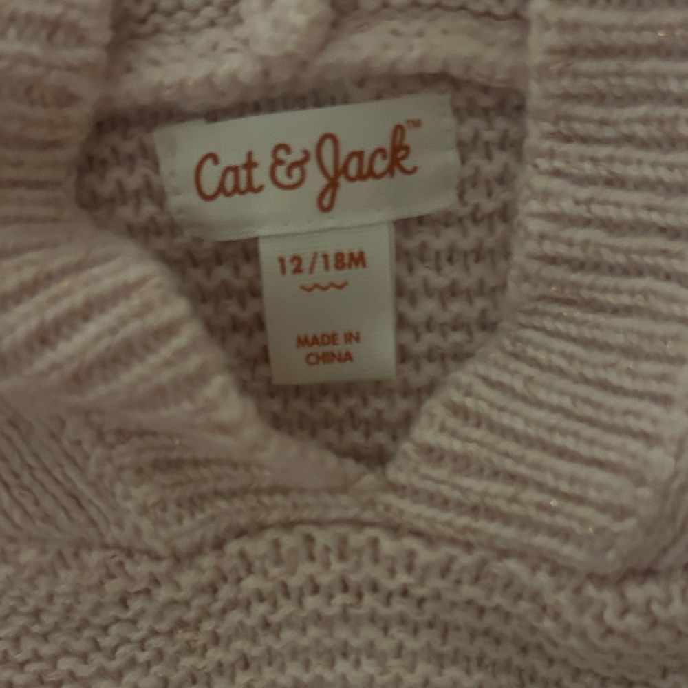 Cat & Jack Beige Hooded Sweater Poncho - Picture 2 of 5